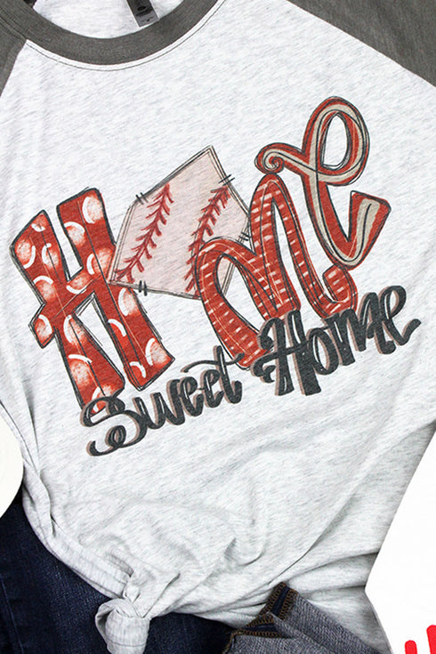 Baseball Home Sweet Home Tri-Blend Unisex 3/4 Raglan