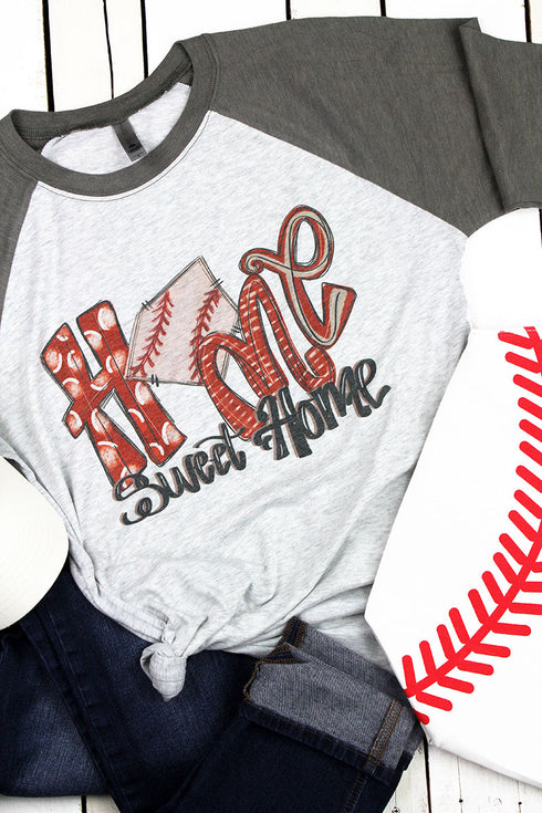 Baseball Home Sweet Home Tri-Blend Unisex 3/4 Raglan