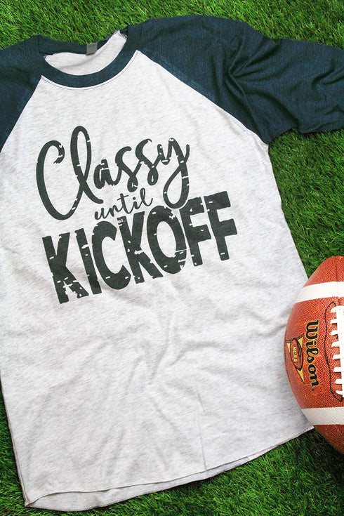 Classy Until Kickoff Tri-Blend Unisex 3/4 Raglan