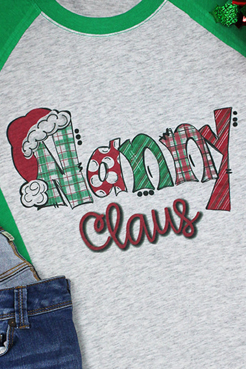 Nanny Claus Tri-Blend Unisex 3/4 Raglan