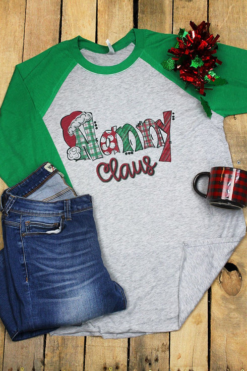 Nanny Claus Tri-Blend Unisex 3/4 Raglan