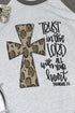 Cross Leopard Trust In The Lord Tri-Blend Unisex 3/4 Raglan