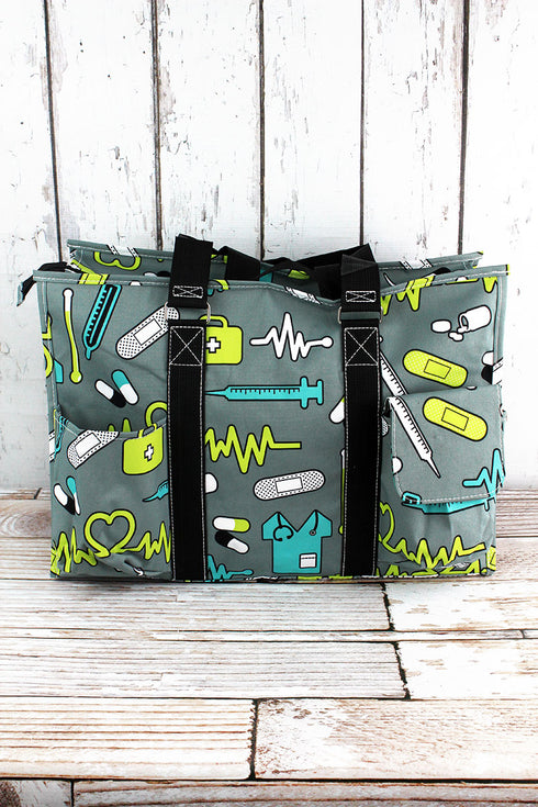 Nurse Life with Black Trim Large Organizer Tote