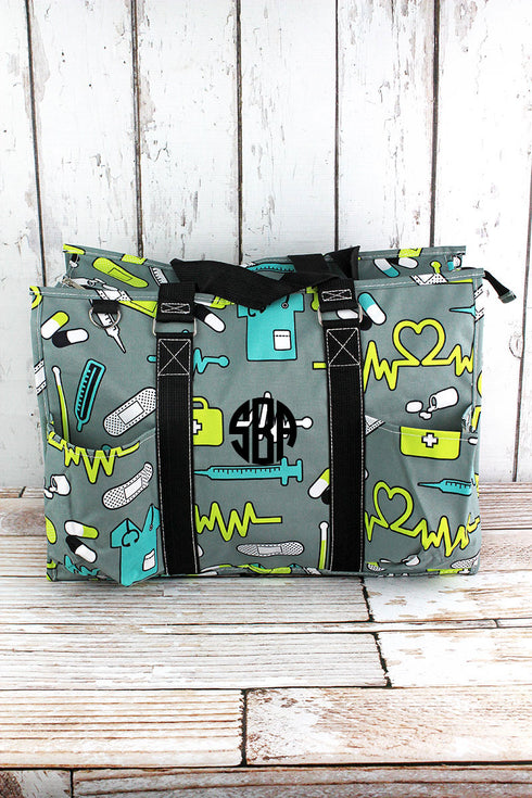 Nurse Life with Black Trim Large Organizer Tote