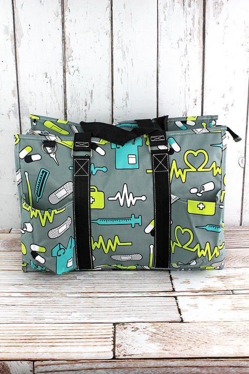 Nurse Life with Black Trim Large Organizer Tote