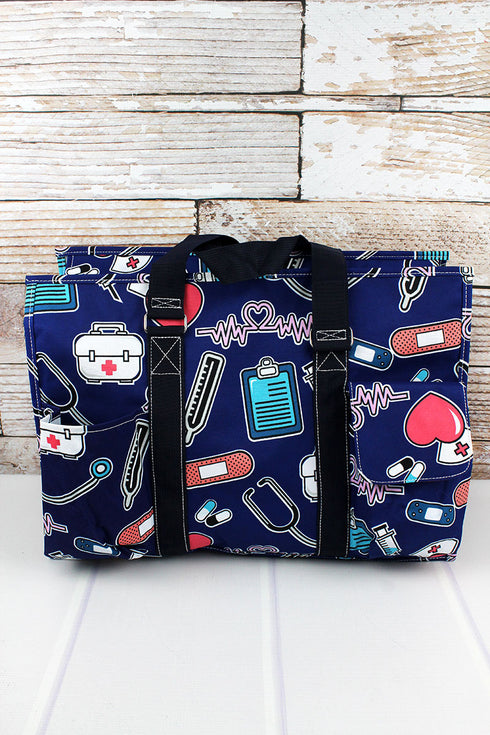 Nurse Love with Navy Trim Large Organizer Tote