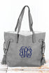 Gray Faux Leather Side Tassel Tote