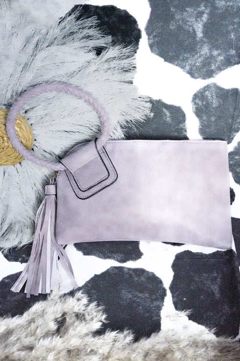 Violet Faux Leather Bangle Clutch