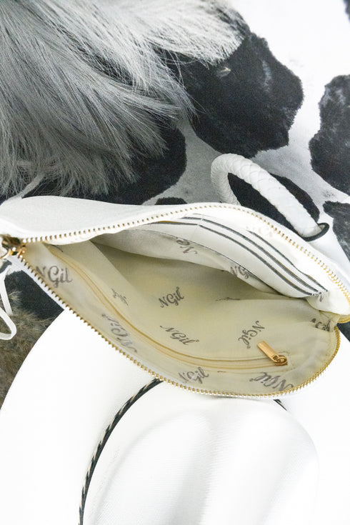 White Faux Leather Bangle Clutch