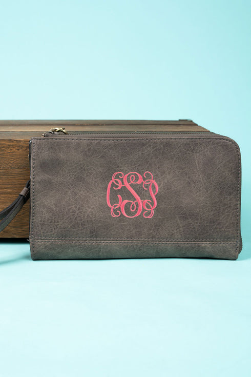 Taupe Gray Faux Leather Cassi Clutch