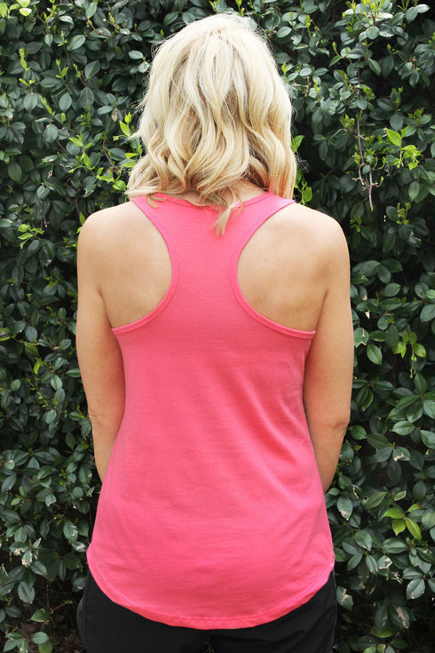 Next Level Ladies' Colorblock Racerback Tank, White/Hot Pink *Personalize It!