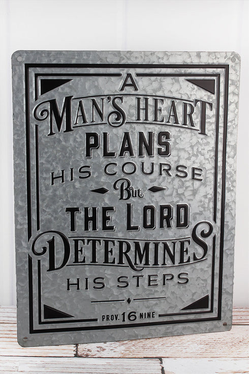 18 x 14 'A Man's Heart' Vintage Metal Wall Sign
