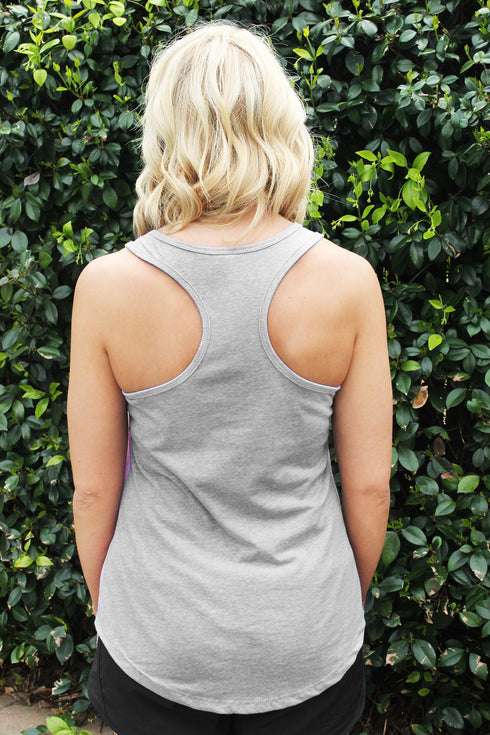 Next Level Ladies' Colorblock Racerback Tank, Lilac/Heather Gray *Personalize It!