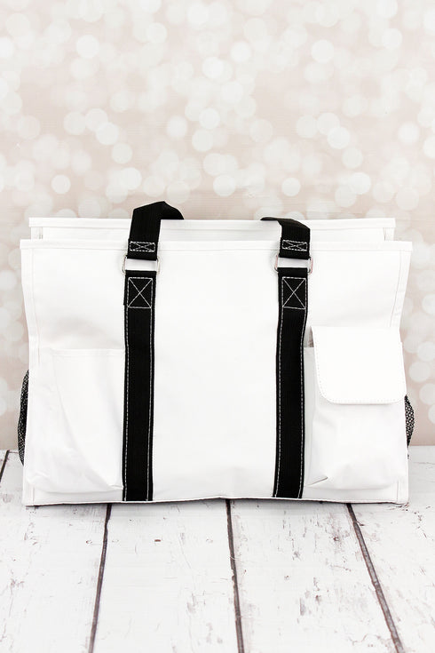 Baseball Laces with Black Trim Large Organizer Tote