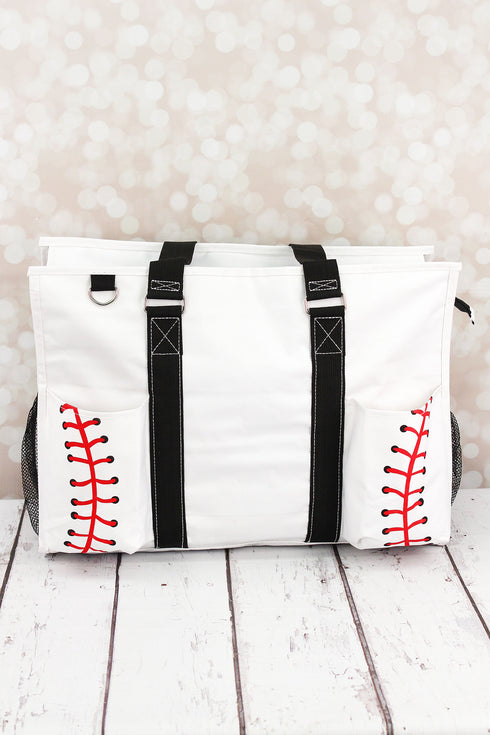 Baseball Laces with Black Trim Large Organizer Tote