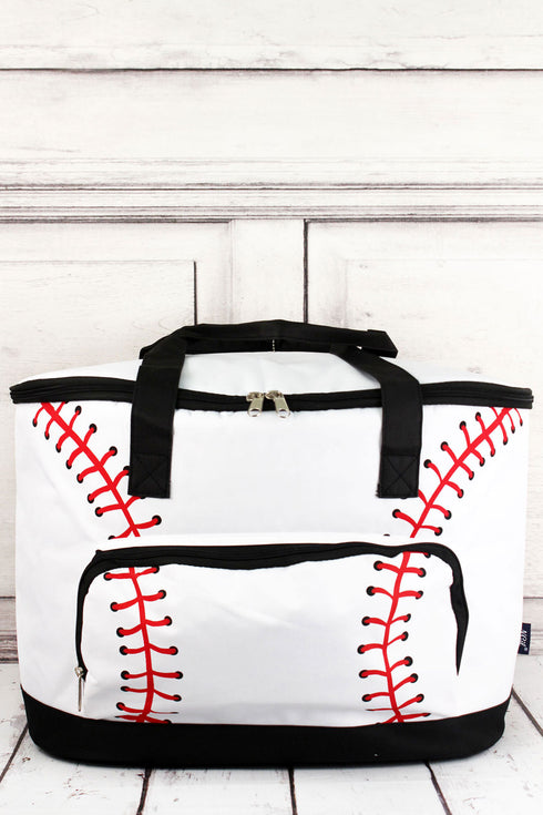 Baseball Laces and Black Cooler Tote with Lid