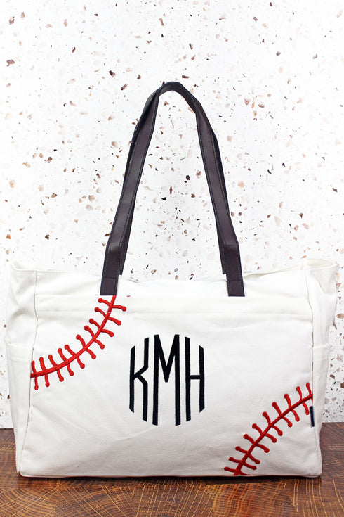 Embroidered Baseball Laces Day to Day Shoulder Tote