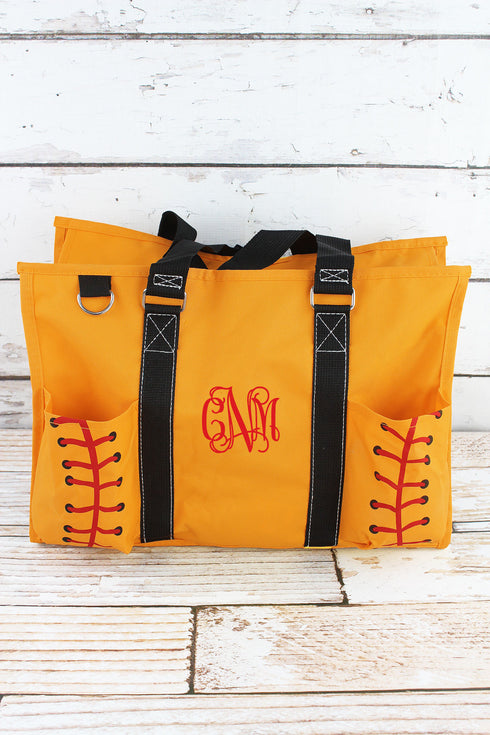 Softball Laces Utility Tote with Black Trim