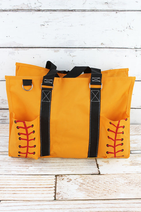 Softball Laces Utility Tote with Black Trim