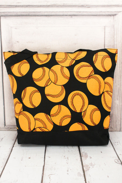 Softball with Black Trim Tote Bag