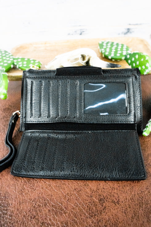 Black Faux Leather Wristlet Wallet