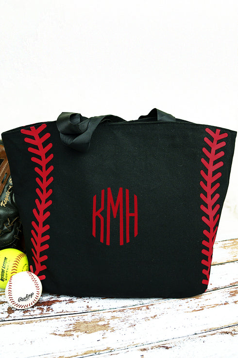 Black Baseball Laces Tote Bag