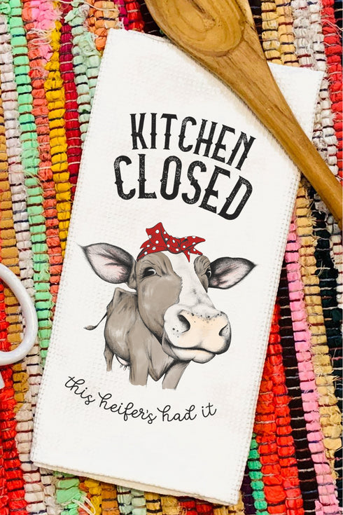 Kitchen Closed This Heifer's Had It Waffle Kitchen Towel