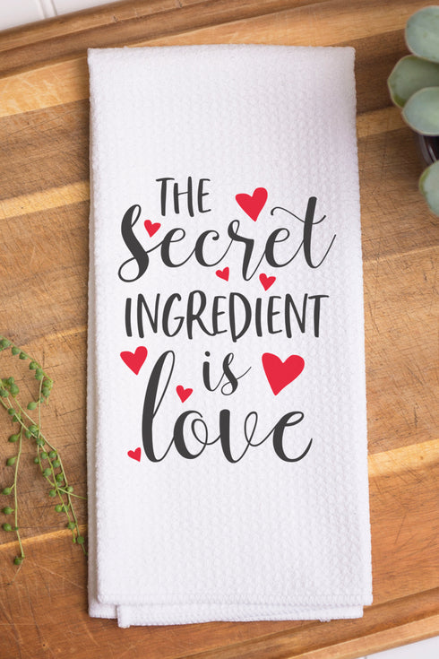 The Secret Ingredient Is Love Waffle Kitchen Towel