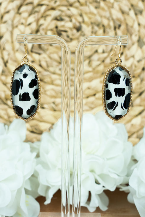 Lorelei Black Cow Earrings