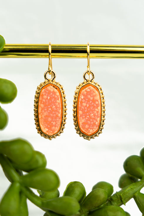 Anelise Peach Druzy Earrings