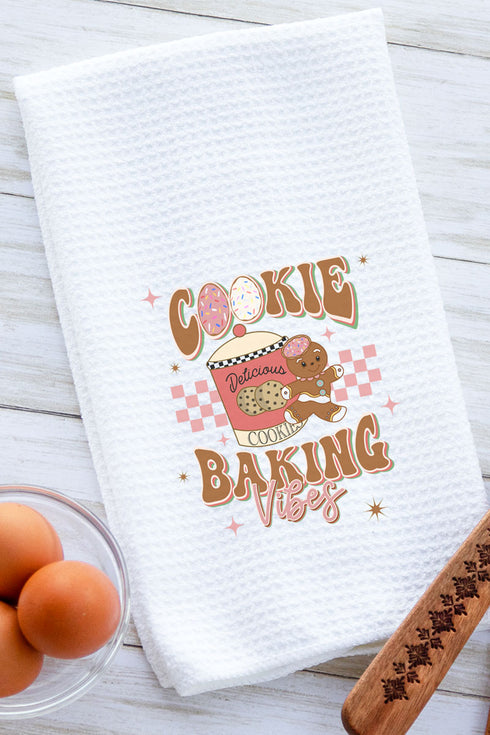 Cookie Baking Vibes Waffle Kitchen Towel