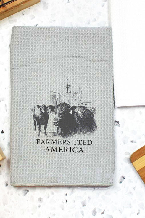 Farmers Feed America Waffle Kitchen Towel