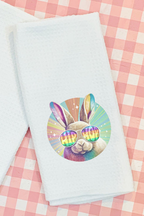 Groovy Bunny Hip Hop Waffle Kitchen Towel