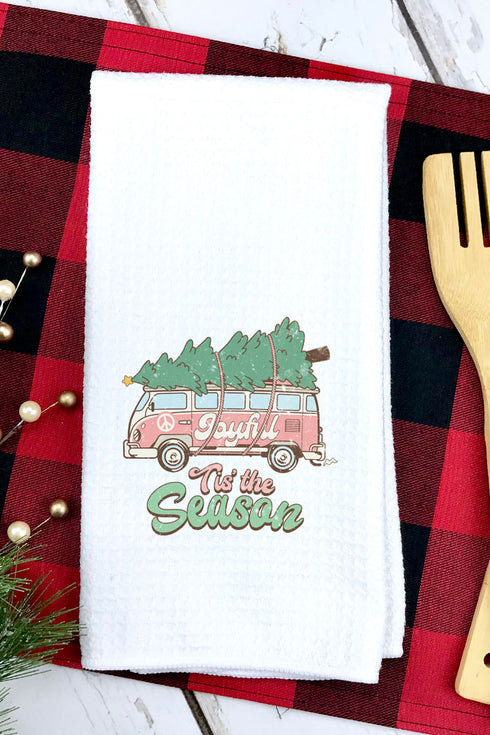 Groovy Joyful Bus Waffle Kitchen Towel