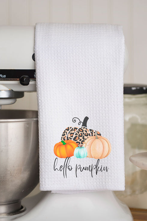 A Little Cheetah Hello Pumpkin Waffle Kitchen Towel