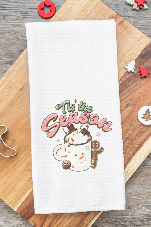 Hot Cocoa Tis The Season Waffle Kitchen Towel