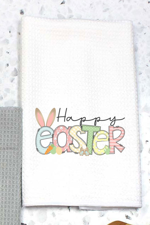 Pastel Happy Easter Waffle Kitchen Towel