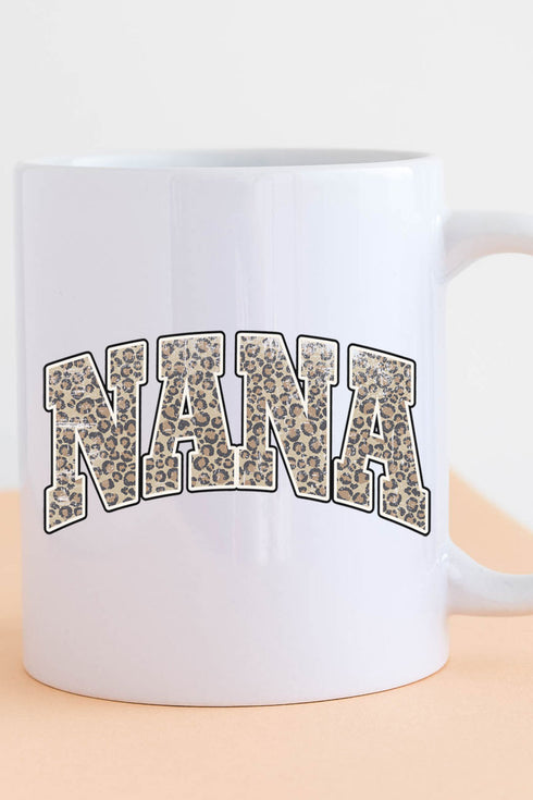 Arched Nana Leopard White Mug