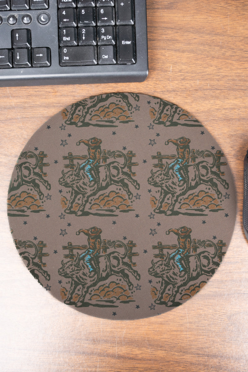 Bull Rider Round Mousepad | HH – Howdy Honey