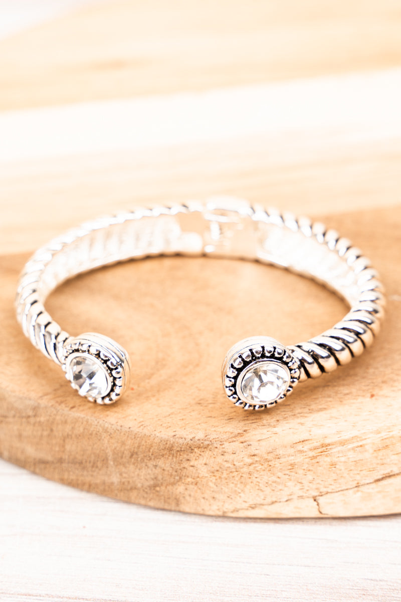 Crystal McKenney Silvertone Twist Cuff Bracelet| HH – Howdy Honey