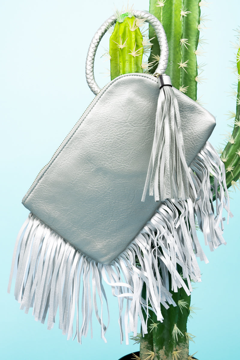 Gray NGIL Faux Leather Side Tassel Purse