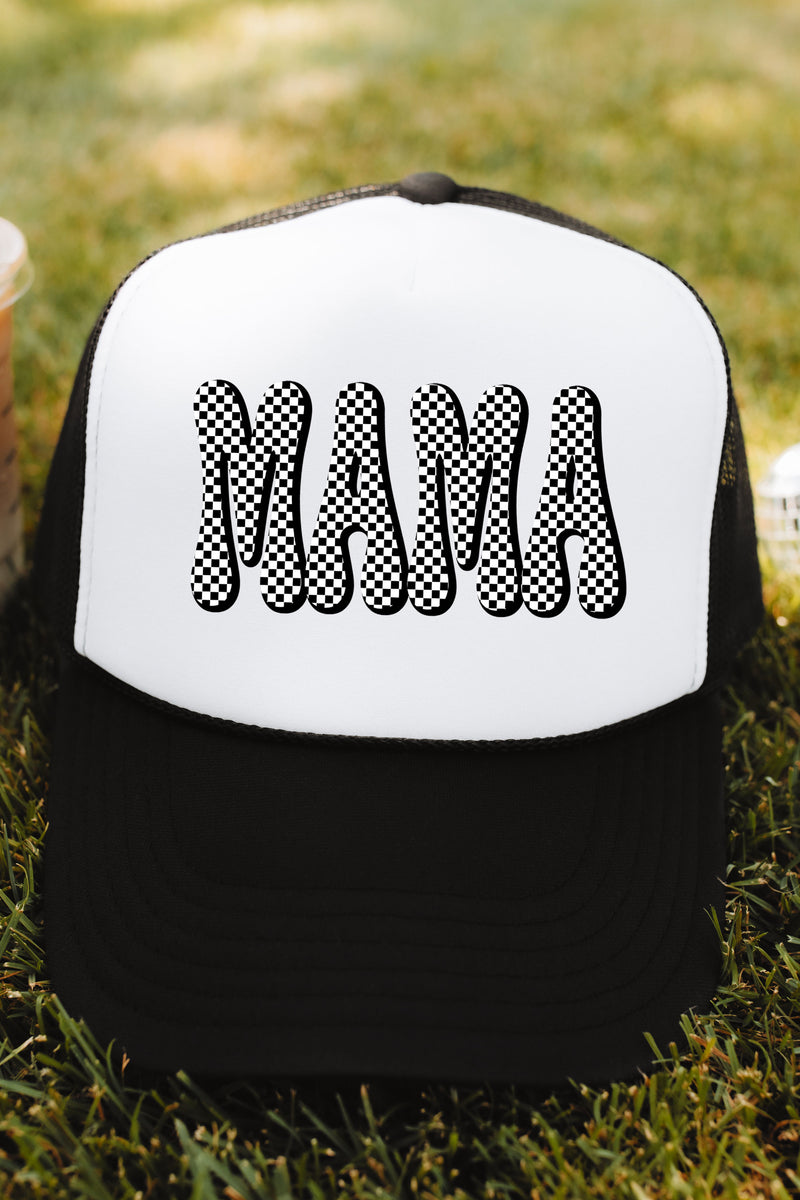 Retro Checkered Mama Foam Mesh Back Trucker Cap | HH – Howdy Honey