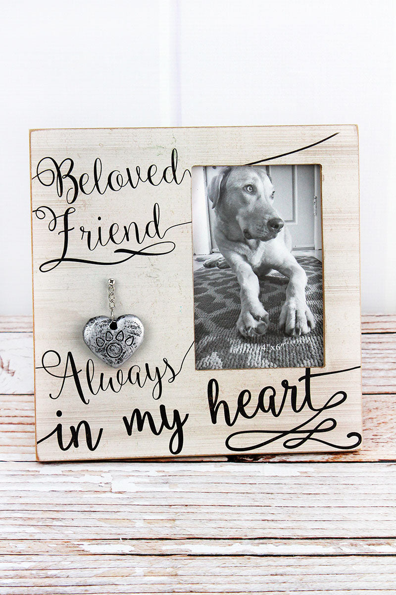 9 x 9.25 'Beloved Friend' Wood 4x6 Pet Memorial Photo Frame