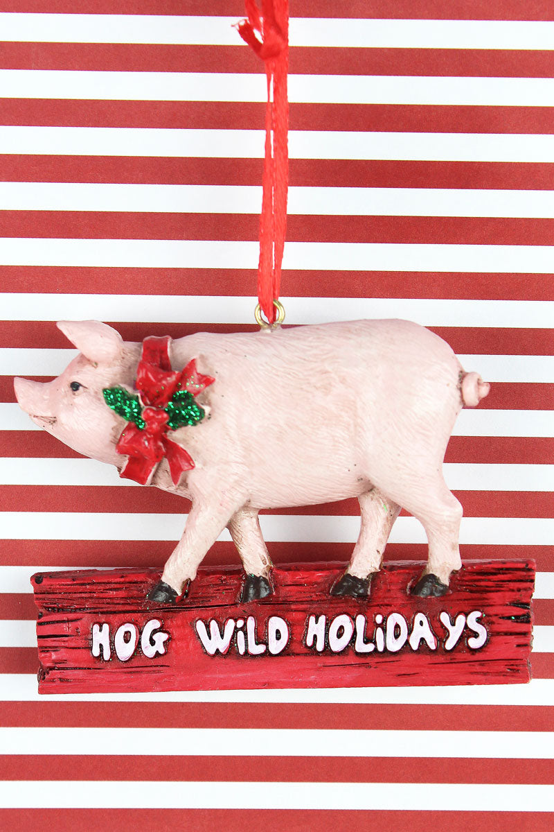 Hog Wild Holidays Resin Pig Ornament | eWAM – Howdy Honey
